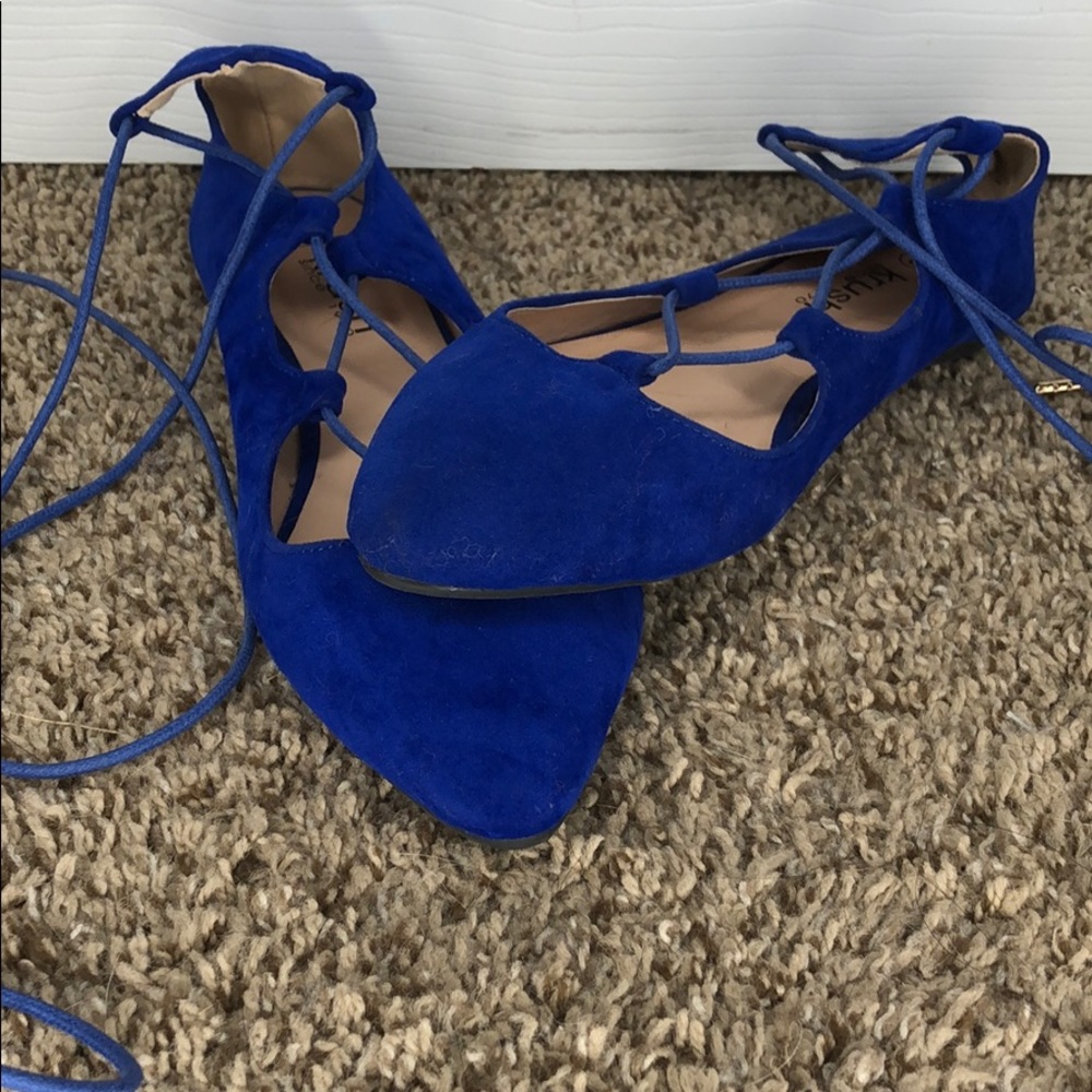 Lace Up Royal Blue Flats